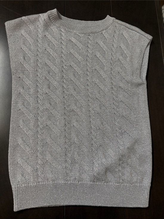 Calvin Klein Jeans Sweaters - Silver Cable-Knit Sleeveless Sweater